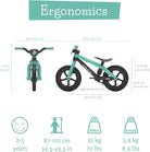Chillafish Bmxie 2 lightweight balance bike with integrated footrest and footbrake, for kids 2 to 5 years, 12" inch airless rubberskin tires, adjustable seat without tools, Mint - anydaydirect