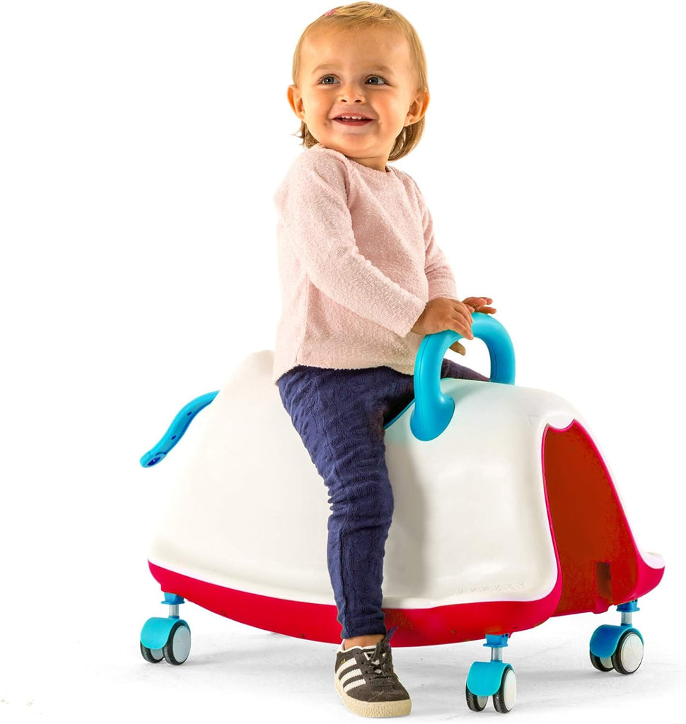 Chillafish Trackie 4-in-1 Rocker, Walker, Ride-on & Play Train, for Kids 1-5 Years, with Adjustable seat Height, Silent Non-Marking 360° Swivel Wheels, Blue Red - anydaydirect
