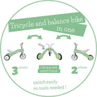 Chillafish Bunzi gradual balance bike and tricycle, 2-in-1 ride on toy for 1-3 year old, combines toddler tricycle and adjustable lightweight balance bike in one, silent non-marking wheels, Fad Graffiti - anydaydirect
