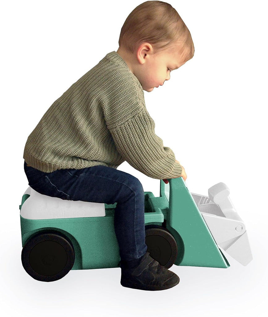 Chillafish Blockie 4-Wheel First Ride-on That Cleans up and Carries All Your Toys, 10 Play Blocks Included to Scoop in Digger-Style Action, Age 1-3 Years, Mint - anydaydirect