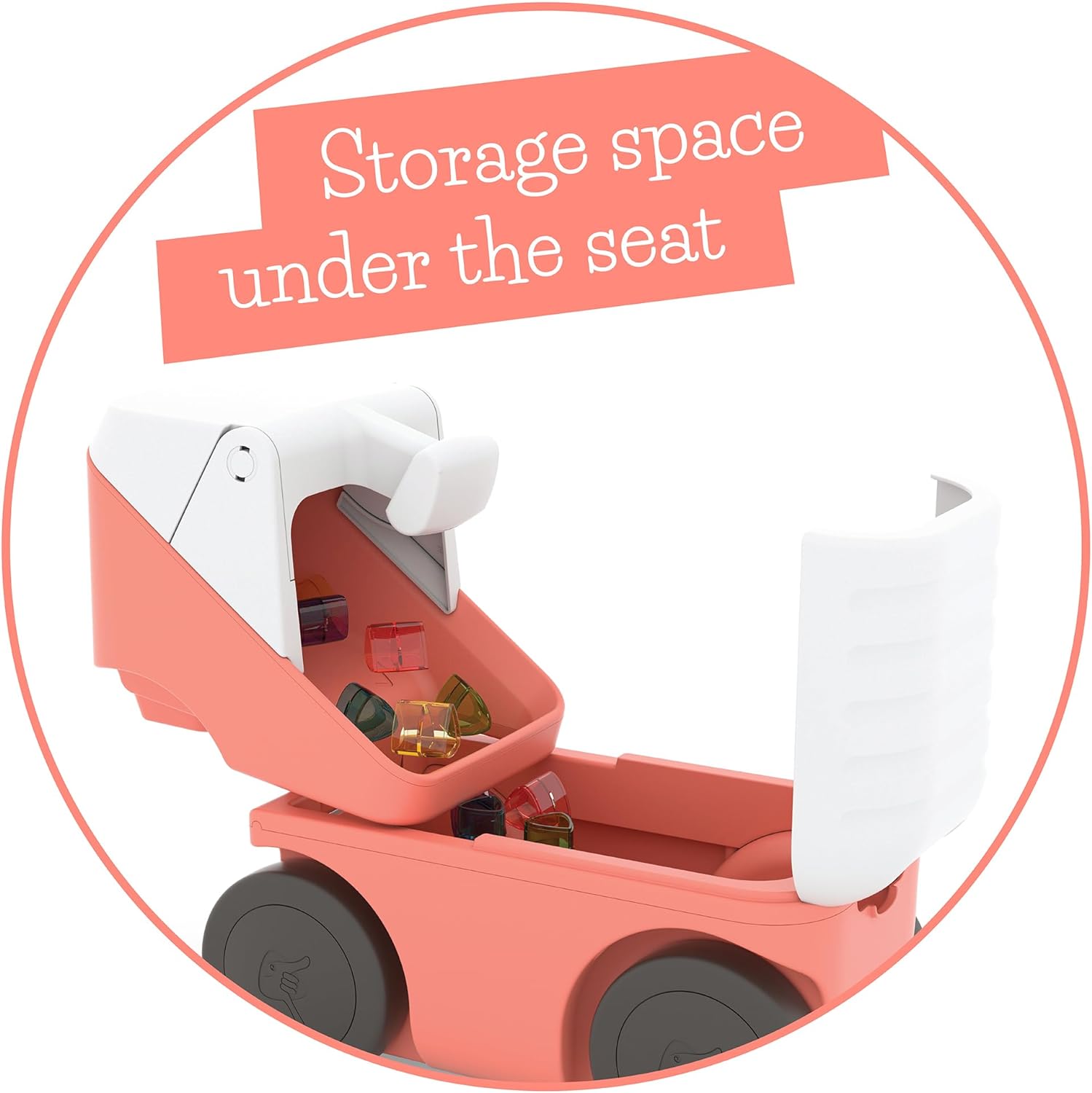 Chillafish Blockie 4-Wheel First Ride-on That Cleans up and Carries All Your Toys, 10 Play Blocks Included to Scoop in Digger-Style Action, Age 1-3 Years, Flamingo - anydaydirect