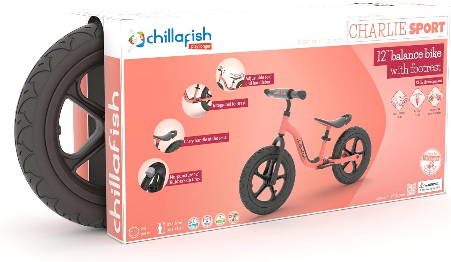 Chillafish Balance Bike Charlie Sport Flamingo - anydaydirect