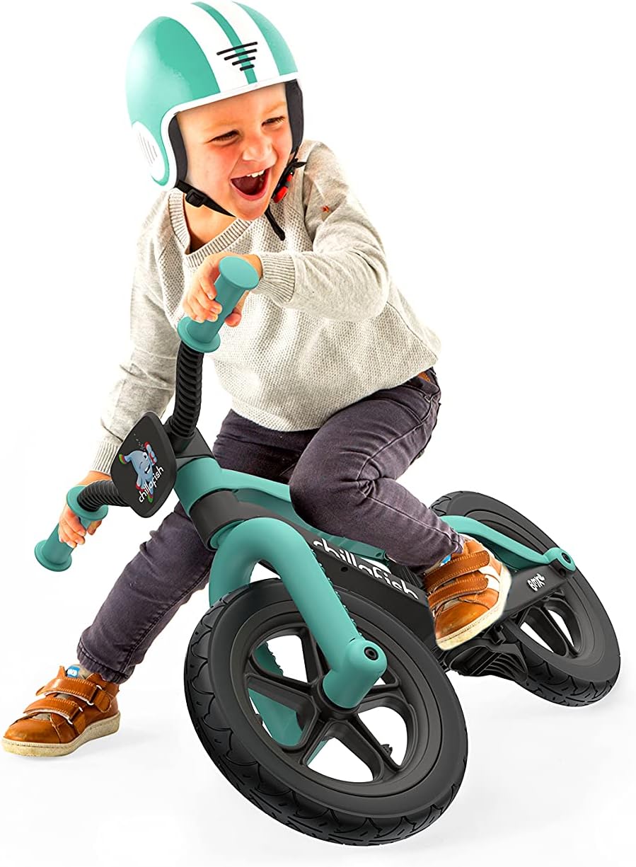 Chillafish Bmxie 2 lightweight balance bike with integrated footrest and footbrake, for kids 2 to 5 years, 12" inch airless rubberskin tires, adjustable seat without tools, Mint - anydaydirect