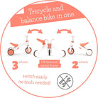 Chillafish Bunzi gradual balance bike and tricycle, 2-in-1 ride on toy for 1-3 year old, combines toddler tricycle and adjustable lightweight balance bike in one, silent non-marking wheels, Flamingo - anydaydirect