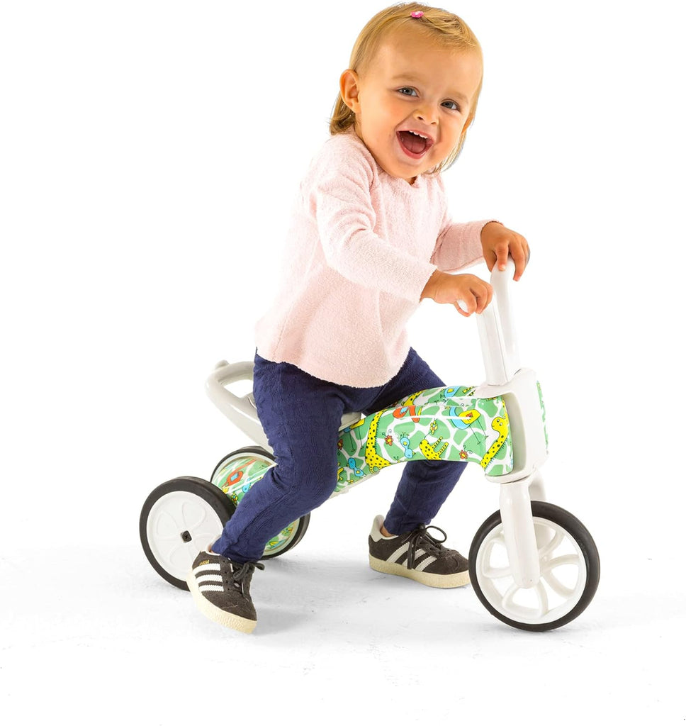 Chillafish Bunzi gradual balance bike and tricycle, 2-in-1 ride on toy for 1-3 year old, combines toddler tricycle and adjustable lightweight balance bike in one, silent non-marking wheels, Fad Graffiti - anydaydirect
