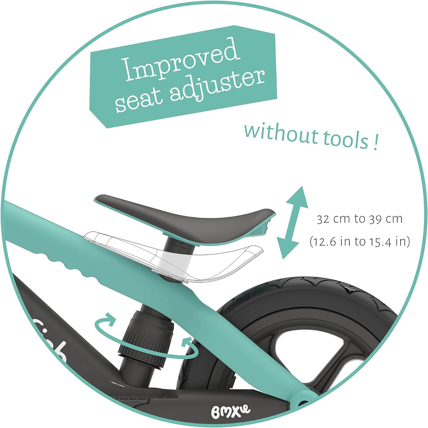 Chillafish Bmxie 2 lightweight balance bike with integrated footrest and footbrake, for kids 2 to 5 years, 12" inch airless rubberskin tires, adjustable seat without tools, Mint - anydaydirect