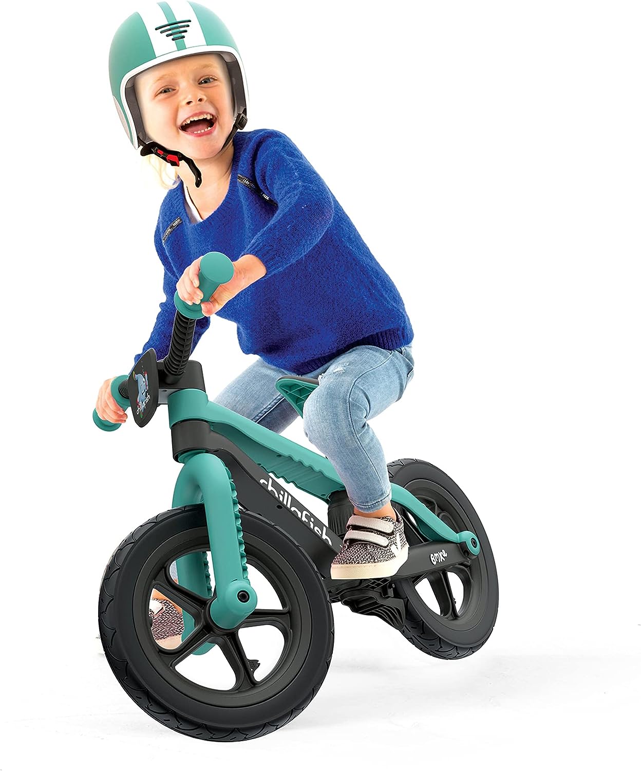 Chillafish Bmxie 2 lightweight balance bike with integrated footrest and footbrake, for kids 2 to 5 years, 12" inch airless rubberskin tires, adjustable seat without tools, Mint - anydaydirect