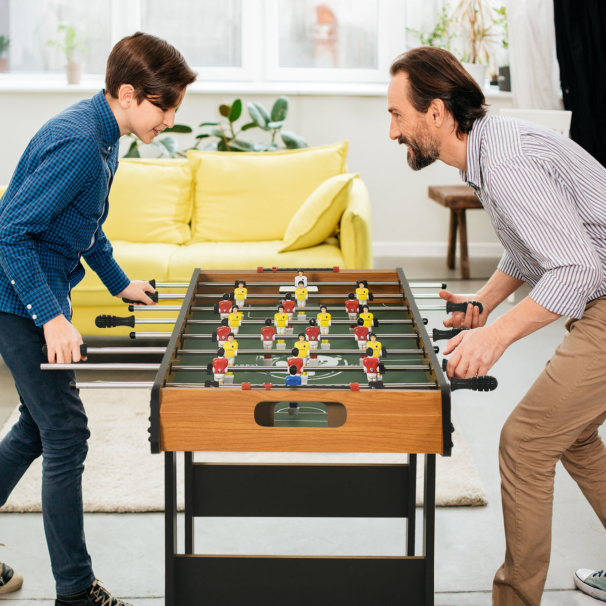 Remote Table Football HOMCOM Folding Football Gaming Table Mini Foosball Soccer Table for Fa ...