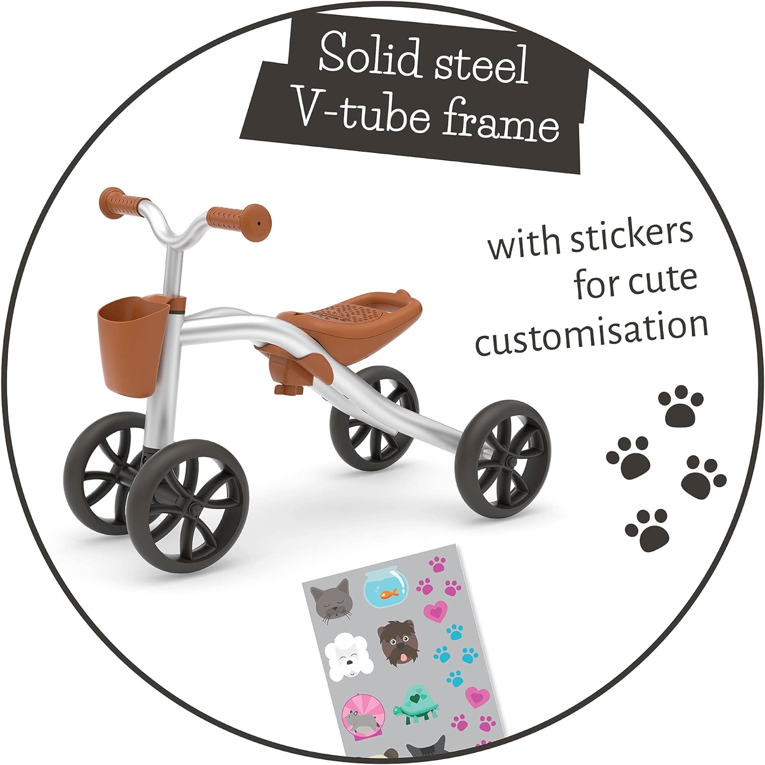 Chillafish Quadie 2 Bike And Basket Silver Rideon - anydaydirect