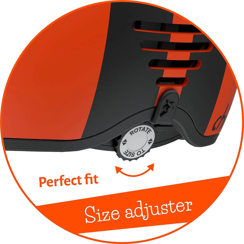 Chillafish Bobbi ABS hard-shell multi-sport certified helmet, adjustable and integrated chinstrap and size adjuster, optimized airflow and breathability, Size Xs Orange - anydaydirect