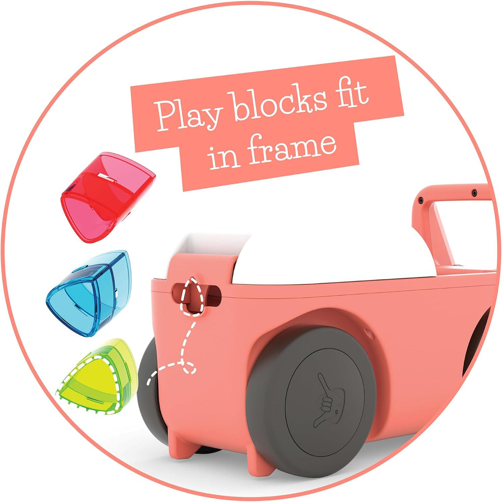 Chillafish Blockie 4-Wheel First Ride-on That Cleans up and Carries All Your Toys, 10 Play Blocks Included to Scoop in Digger-Style Action, Age 1-3 Years, Flamingo - anydaydirect