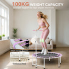 SPORTNOW 40" Fitness Trampoline, Mini Rebounder Trampoline for Adults with 5-Level Adjustable Handle, Indoor Exercise Bungee Rebounder, Max Load 100KG, Purple - anydaydirect