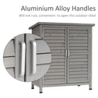 Outsunny Garden Shed Wooden Garden Storage Shed 2 Door Unit Solid Fir Wood Garage Tool Organisation Cabinet, 87L x 46.5W x 96.5Hcm, Grey - anydaydirect