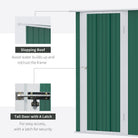 Outsunny 4.7ft x 2.8ft Garden Shed Steel Storage Shed Outdoor Equipment Tool Sloped Roof Door w/ Latch Weather-Resistant Paint Green - anydaydirect
