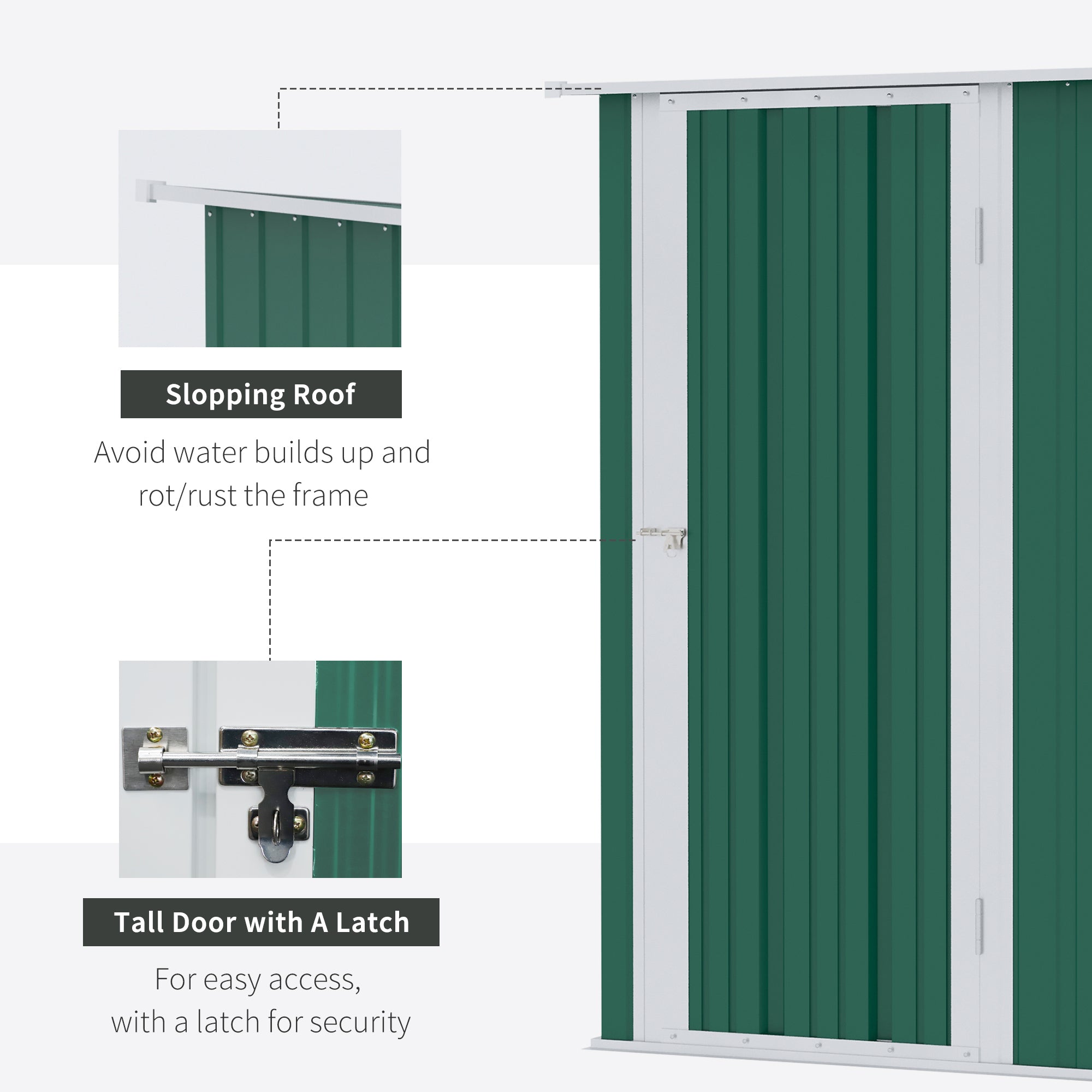 Outsunny 4.7ft x 2.8ft Garden Shed Steel Storage Shed Outdoor Equipment Tool Sloped Roof Door w/ Latch Weather-Resistant Paint Green - anydaydirect