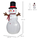 HOMCOM 6ft/1.82m Tall Giant Outdoor Indoor Inflatable Snowman Christmas Decoration for Lawn with Hat Scarf LED Lights - anydaydirect