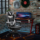Vinsetto Computer Gaming Chair, Racing Desk Chair with Lumbar Support and Footrest, PU Leather Gamer Chair with Headrest and Swivel Wheels for Home, White - anydaydirect