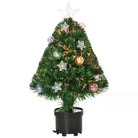 HOMCOM 2FT Pre-lit Artificial Christmas Tree Tabletop Multicoloured Fibre Optic Xmas Decoration w/ LED Lights Pot Table Desk - Green - anydaydirect