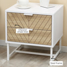 HOMCOM Modern Bedside Table with 2 Drawers and Metal Frame, Sofa Side Table for Bedroom Living Room, White and Oak - anydaydirect