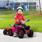 HOMCOM 6V Electric Quad Bike for Toddlers with Rear Storage Trailer, Durable Wheels, for Ages 18-36 Months, Pink - anydaydirect