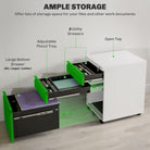 Vinsetto 3 Drawer Filling Cabinet, Mobile Metal File Cabinet with Anti-tilt Design for Letter, A4, Legal Size, Green - anydaydirect