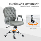 Vinsetto Office Chair Ergonomic 360° Swivel PU Diamante Padded Base 5 Castor Wheels for Home Work Grey - anydaydirect