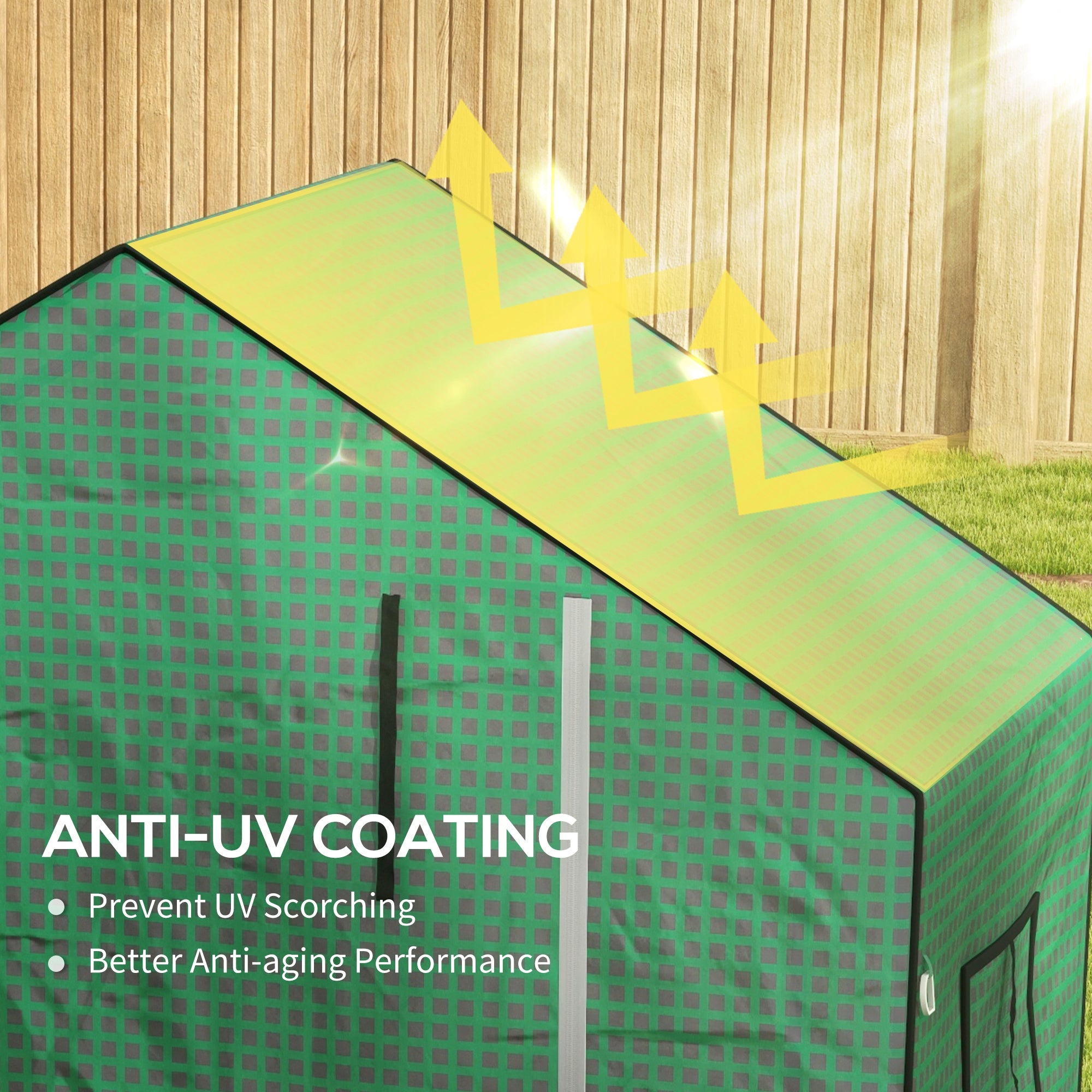 Outsunny Greenhouse Cover Replacement Walk-in PE Hot House Cover with Roll-up Door and Windows, 140 x 73 x 190cm, Green - anydaydirect