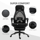 Vinsetto Office Chair with Footrest,High Back Swivel Desk Chair with Adjustable Height and Headrest for Home Office, Black - anydaydirect