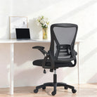 HOMCOM Office Chair, Mesh Desk Chair with Flip-up Armrests, Lumbar Support, Adjustable Height, Black - anydaydirect