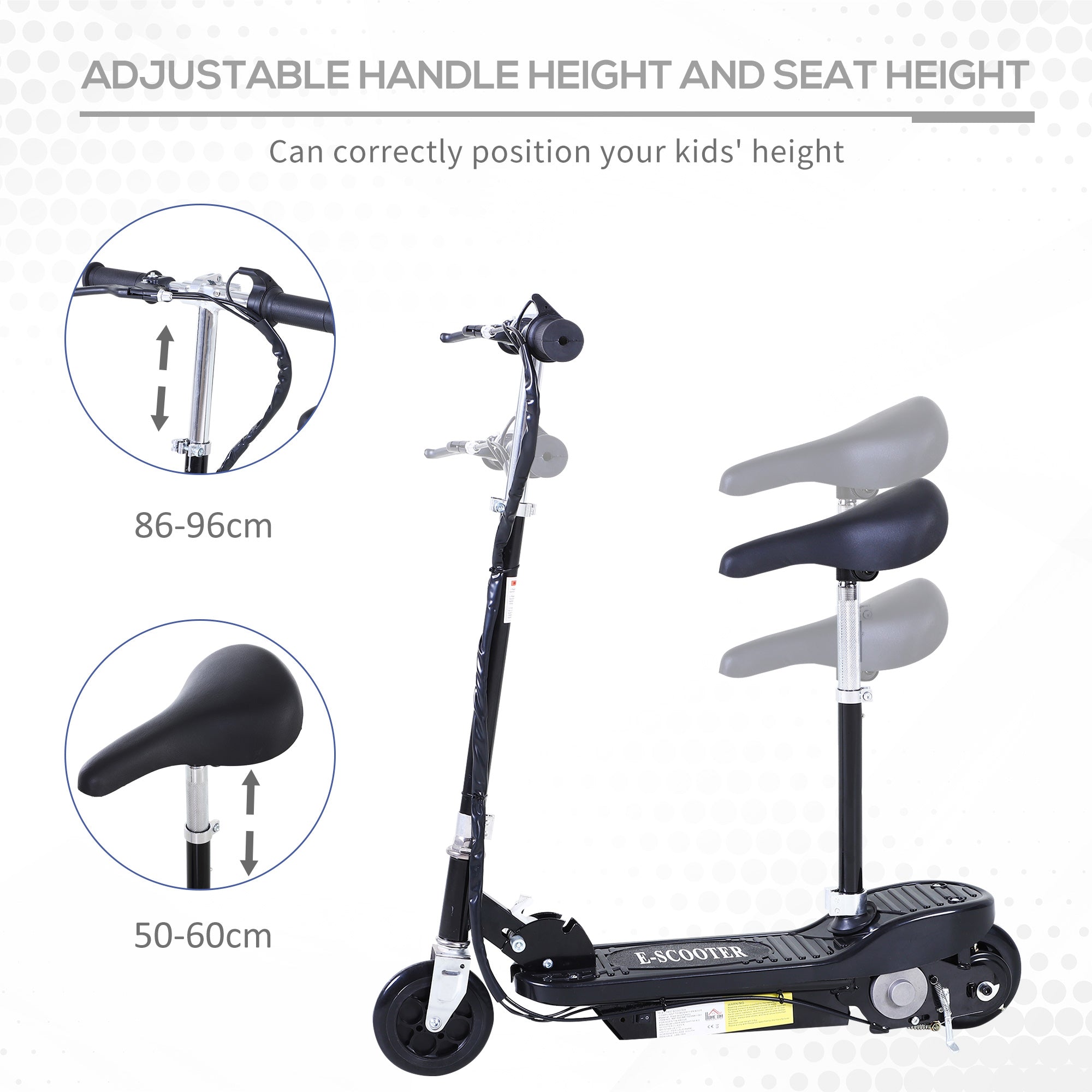 HOMCOM Outdoor Ride On Powered Scooter for kids Sporting Toy 120W Motor Bike 2 x 12V Battery - Black - anydaydirect