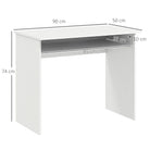 HOMCOM Modern Computer Desk, Home Office Table, Small Writing Desk with Storage Shelf, 90 x 50cm, White Wood Grain - anydaydirect