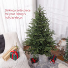 HOMCOM 5ft Artificial Christmas Tree with 1724 Tips, Metal Base, Realistic Hinged Xmas Tree, Easy to Assemble, Green - anydaydirect