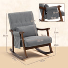 HOMCOM Wood Frame Rocking Accent Chair - Grey - anydaydirect