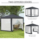 Outsunny 4M Hexagon Gazebo, Netting Party Tent, Patio Canopy Outdoor Event Shelter for Activities, Shade Resistant, Dark Grey - anydaydirect