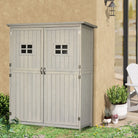 Outsunny Wooden Garden Shed Tool Storage Outsunny Wooden Garden Shed w/ Two Windows, Tool Storage Cabinet, 127.5L x 50W x 164H cm, Grey - anydaydirect