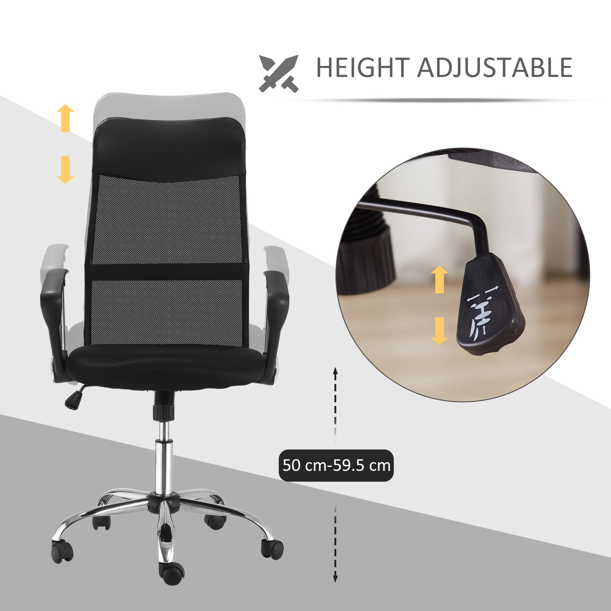 HOMCOM Ergonomic Office Chair Mesh Chair with Adjustable Height Tilt Function Black - anydaydirect