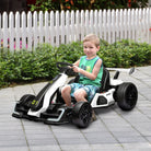 HOMCOM 24V Electric Go Kart for Kids with Adjustable Seat for 6-12 Years Old, White - anydaydirect