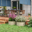 Outsunny Set of 2 Raised Garden Bed, Metal Planter Box with Safety Edging, Easy-to-assemble Stock Tank, Cream White - anydaydirect
