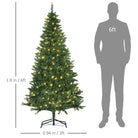 HOMCOM 6ft Prelit Christmas Tree Artificial Tree Warm White LED Light Holiday Home Xmas Decoration, Green - anydaydirect