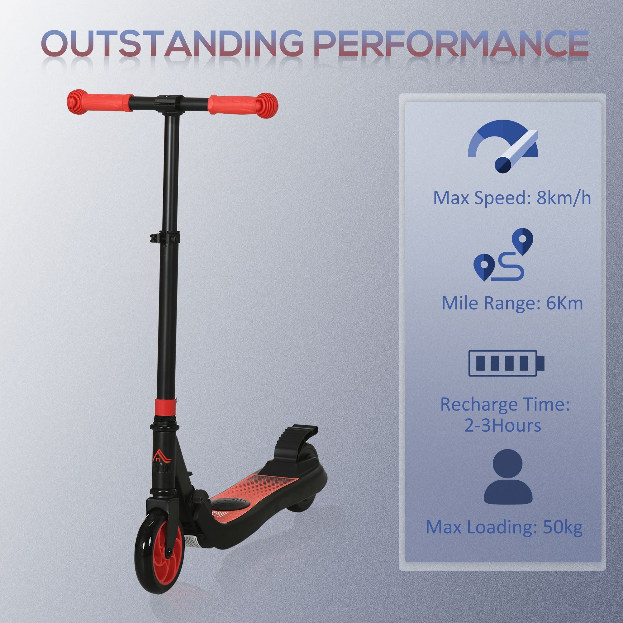 HOMCOM Folding Electric Scooter Adult E Scooter, 120W, with Rear Wheel Brake, 8km/h Maximum Speed, for Ages 6+ Years Old, Red - anydaydirect