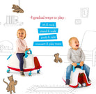 Chillafish Trackie 4-in-1 Rocker, Walker, Ride-on & Play Train, for Kids 1-5 Years, with Adjustable seat Height, Silent Non-Marking 360° Swivel Wheels, Blue Red - anydaydirect