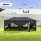 Outsunny 3 x 6 m Pop Up Gazebo with Sides and Windows, Height Adjustable Wedding Camping Party Tent Canopy Marquee with Storage Bag for Garden, Event, Black - anydaydirect