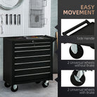 DURHAND 7-Drawer Rolling Tool Chest on Wheels, Lockable Tool Cabinet with Side Handle, Metal Tool Box Trolley for Garage, Workshop, Matte Black - anydaydirect