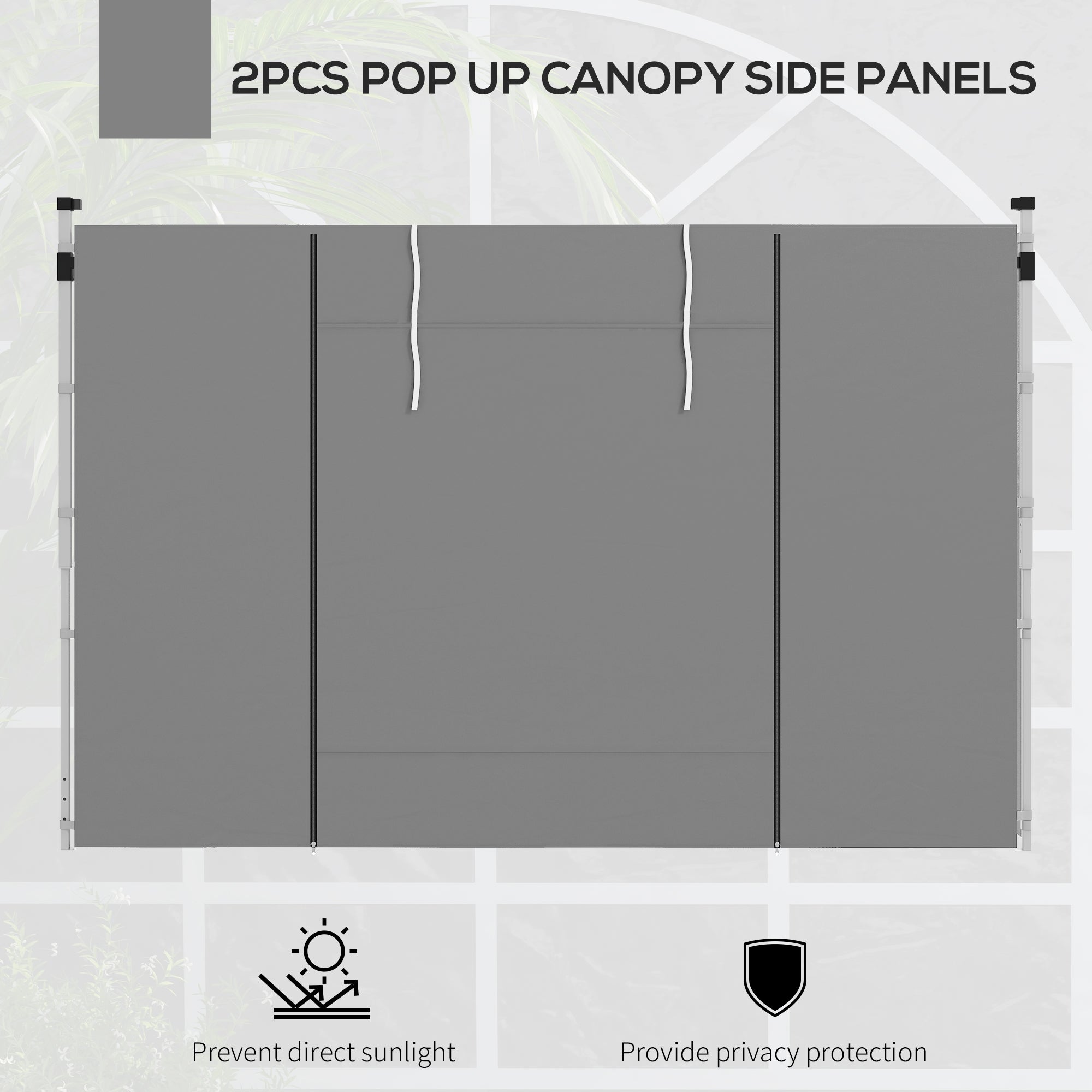 Outsunny Gazebo Side Panels, 2 Pack Sides Replacement, for 3x3(m) or 3x6m Pop Up Gazebo, with Windows and Doors, Light Grey - anydaydirect