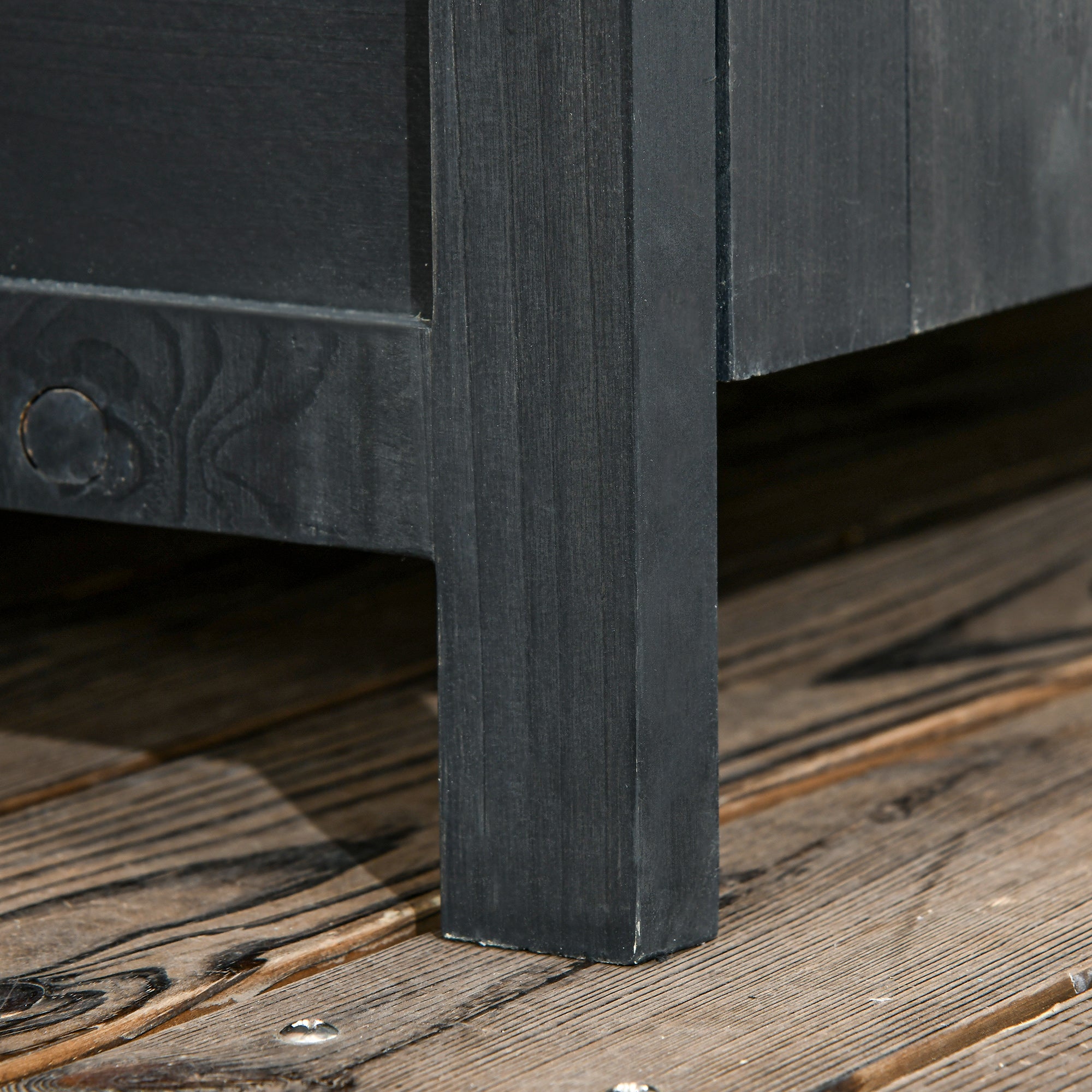 OutsunnyGarden Storage 4-Tier Wooden Garden Outdoor Shed 3 Shelves Utility Gardener Cabinet Lockable 2 Doors - Grey - anydaydirect