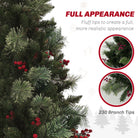 HOMCOM 1.2m/4ft Artificial Christmas Tree with 100 Warm White LED Lights and 8 Modes, Small Xmas Tree with Red Berries, Pine Cones and Retro Base, Green - anydaydirect