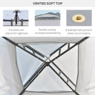 Outsunny 3 x 3 m Metal Gazebo, Garden Pavillion, Double Roof Outdoor Canopy Shelter with Mesh Sidewalls, Grey - anydaydirect