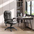 HOMCOM Executive Office Chair with Massage and Heat, High Back PU Leather Massage Office Chair with Adjustable Height, Brown - anydaydirect
