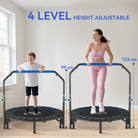 HOMCOM 48" Foldable Mini Fitness Trampoline, with Adjustable Foam Handle, Blue - anydaydirect