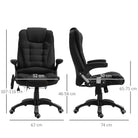 Vinsetto Massage Recliner Chair Heated Office Chair with Six Massage Points Linen-Feel Fabric 360° Swivel Wheels Black - anydaydirect